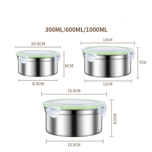 304 Stainless Steel Fresh-keeping Food Storage Box Sealed